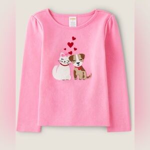 Gymboree Girls Embroidered Dog And Cat Top - Valentine Cutie